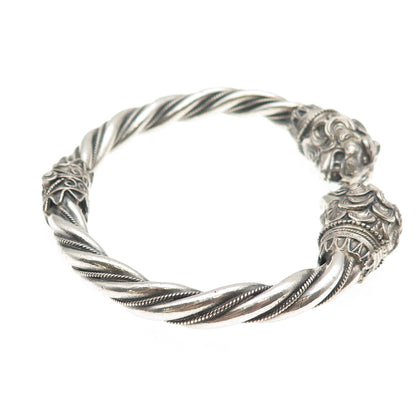 925 Sterling Silver Vintage Double Headed Lion Oxidized Bracelet 7"