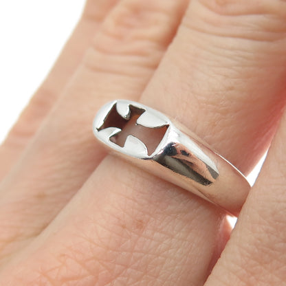 925 Sterling Silver Vintage Cross Religious Ring Size 7.25
