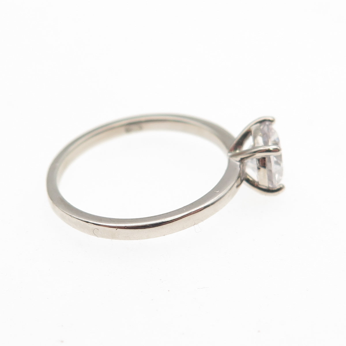 925 Sterling Silver Round-Cut C Z Engagement Ring Size 4.5