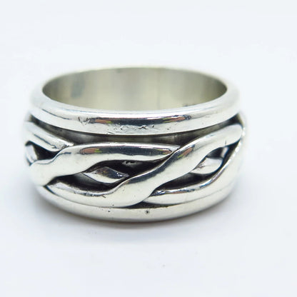 925 Sterling Silver Vintage Mexico Braided Celtic Band Ring Size 7.75