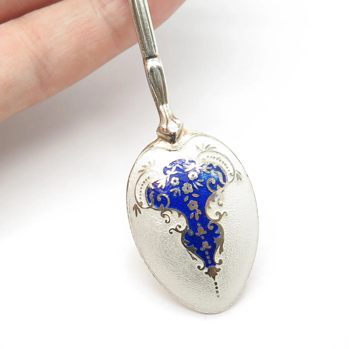 TURNER & SIMPSON Sterling Silver Vintage 1962 England Enamel Coffee Spoon