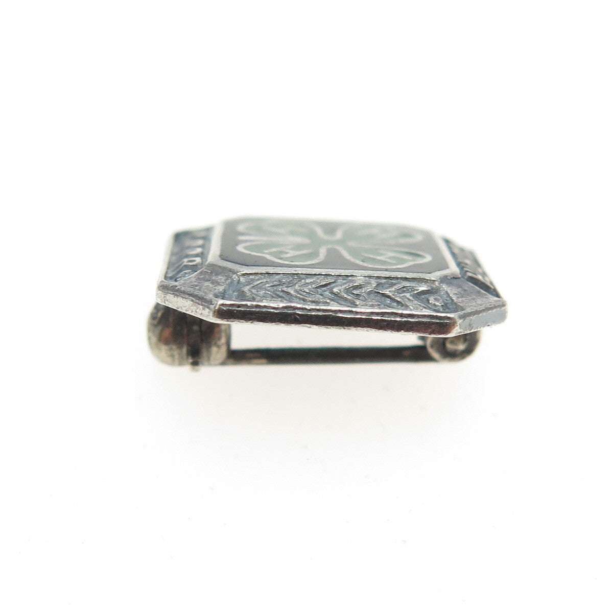 925 Sterling Silver Vintage 4-H Club 4th Year Membership Achievement Lapel Pin