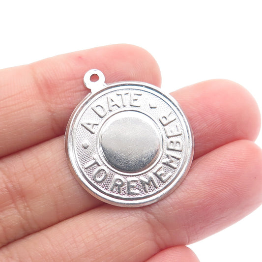 ELCO 925 Sterling Silver Vintage "A Date To Remember" Minimalist Charm Pendant