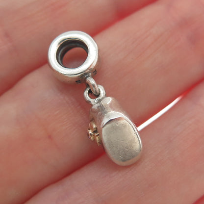 PANDORA Gold 925 Sterling Silver Lavender C Z Baby Shoe Dangle Charm
