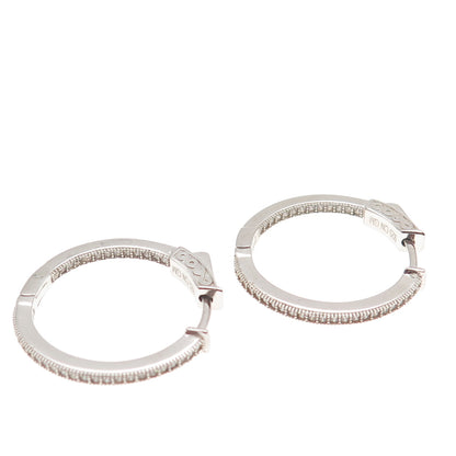 925 Sterling Silver Round-Cut C Z In & Out Hoop Earrings