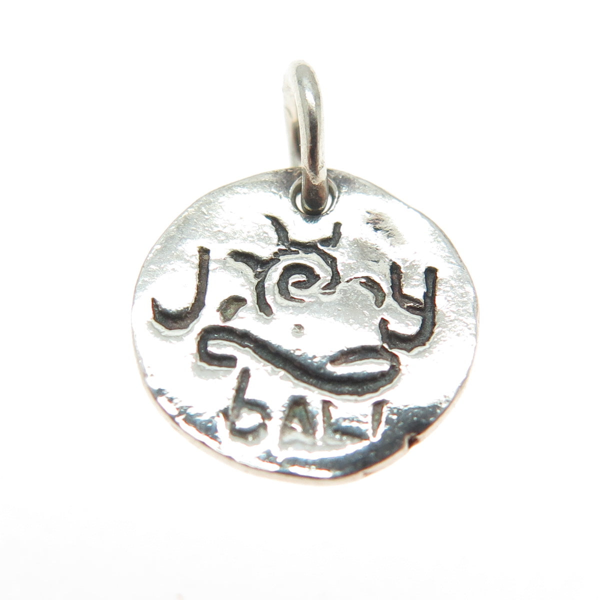 JOY BALI 925 Sterling Silver Vintage Round Logo Minimalist Charm Pendant