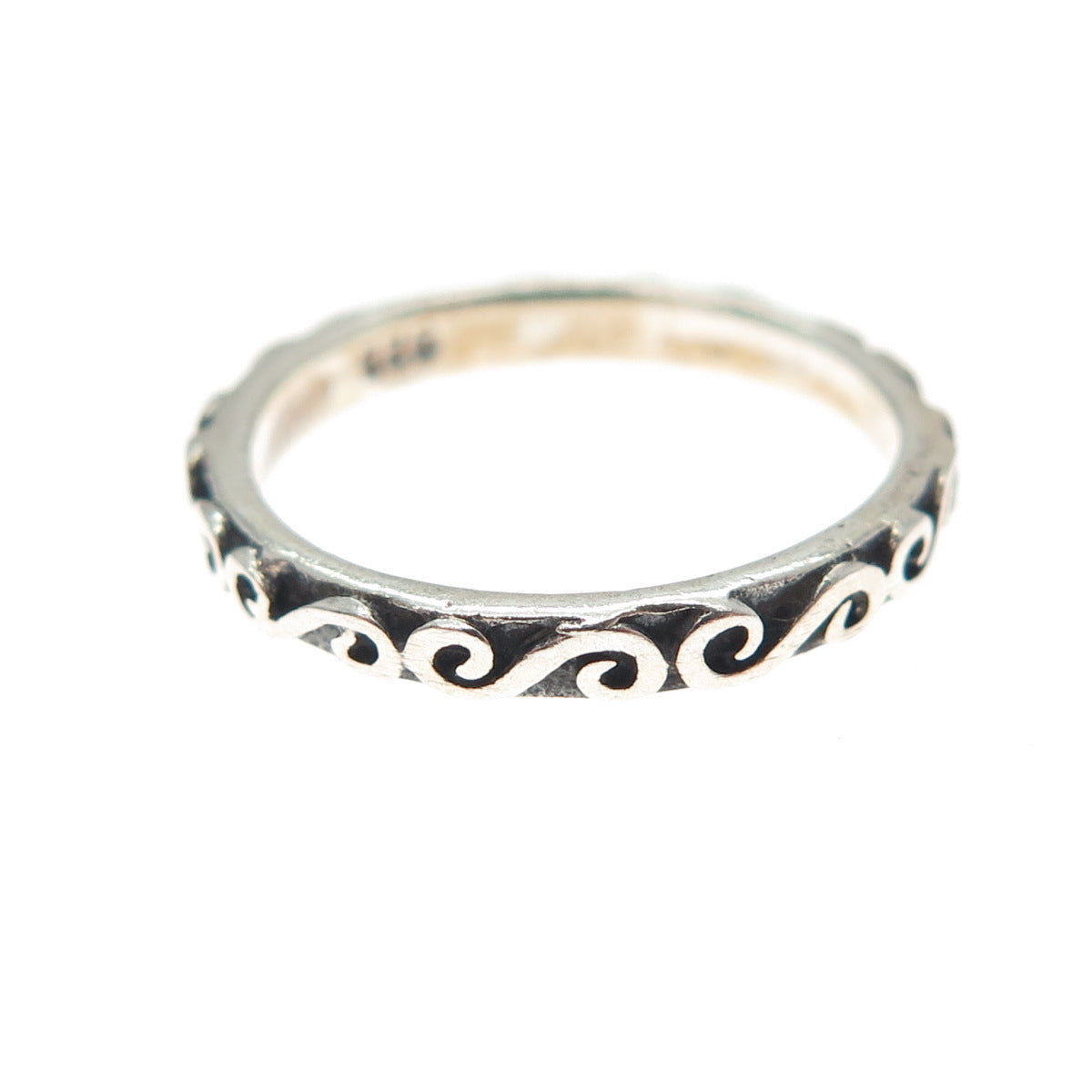925 Sterling Silver Vintage Spiral Oxidized Stackable Band Ring Size 3.75