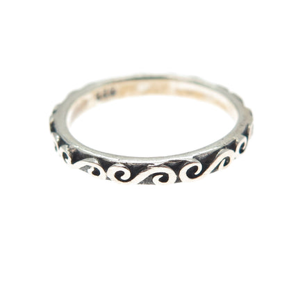 925 Sterling Silver Vintage Spiral Oxidized Stackable Band Ring Size 3.75