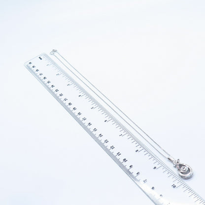 925 Sterling Silver Italy Real White & Black Diamond Rolo Chain Necklace 17"