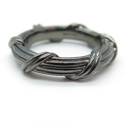 PETER THOMAS ROTH 925 Sterling Silver Black Rhodium Modernist Band Ring Size 7