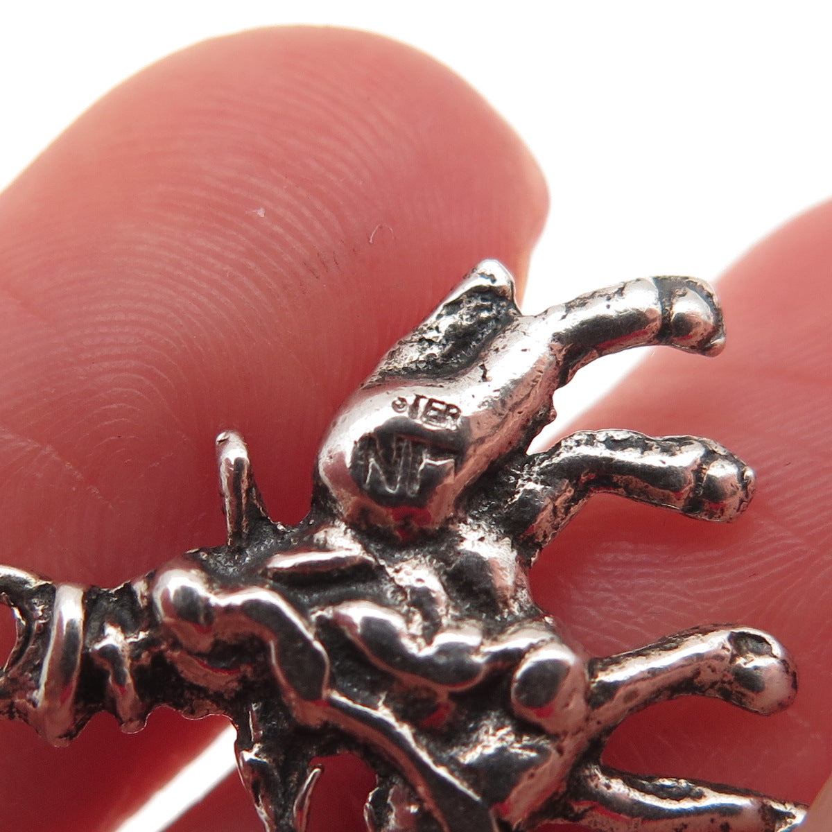 925 Sterling Silver Vintage Cowboy on Horse Oxidized Mini Charm Pendant