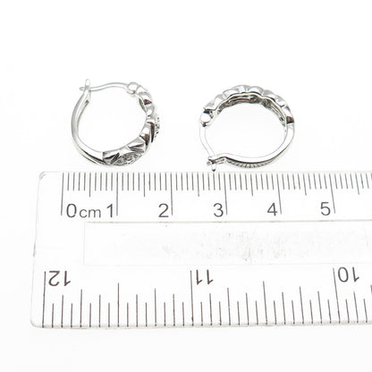 ROSS SIMONS 925 Sterling Silver Real Round-Cut Diamond Hoop Earrings