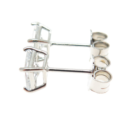 925 Sterling Silver Princess-Cut Shaped White C Z Stud Earrings