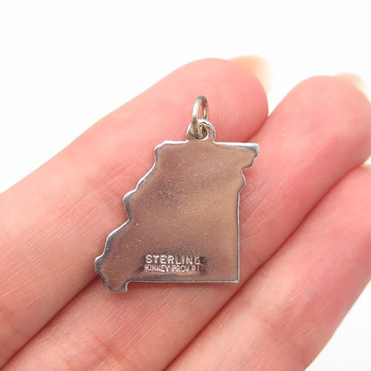 925 Sterling Silver Vintage Kinney "Missouri" State Map Charm Pendant