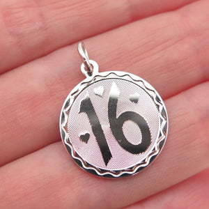 SPENCER 925 Sterling Silver Vintage Sweet 16 Charm Pendant