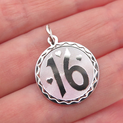 SPENCER 925 Sterling Silver Vintage Sweet 16 Charm Pendant