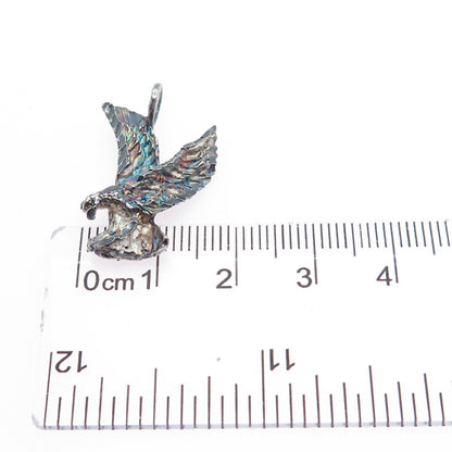 925 Sterling Silver Vintage Eagle Bird Oxidized Charm Pendant