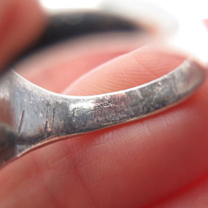 925 Sterling Silver Vintage Real Red Garnet Tiger Ring Size 8 (missing 2 stones)