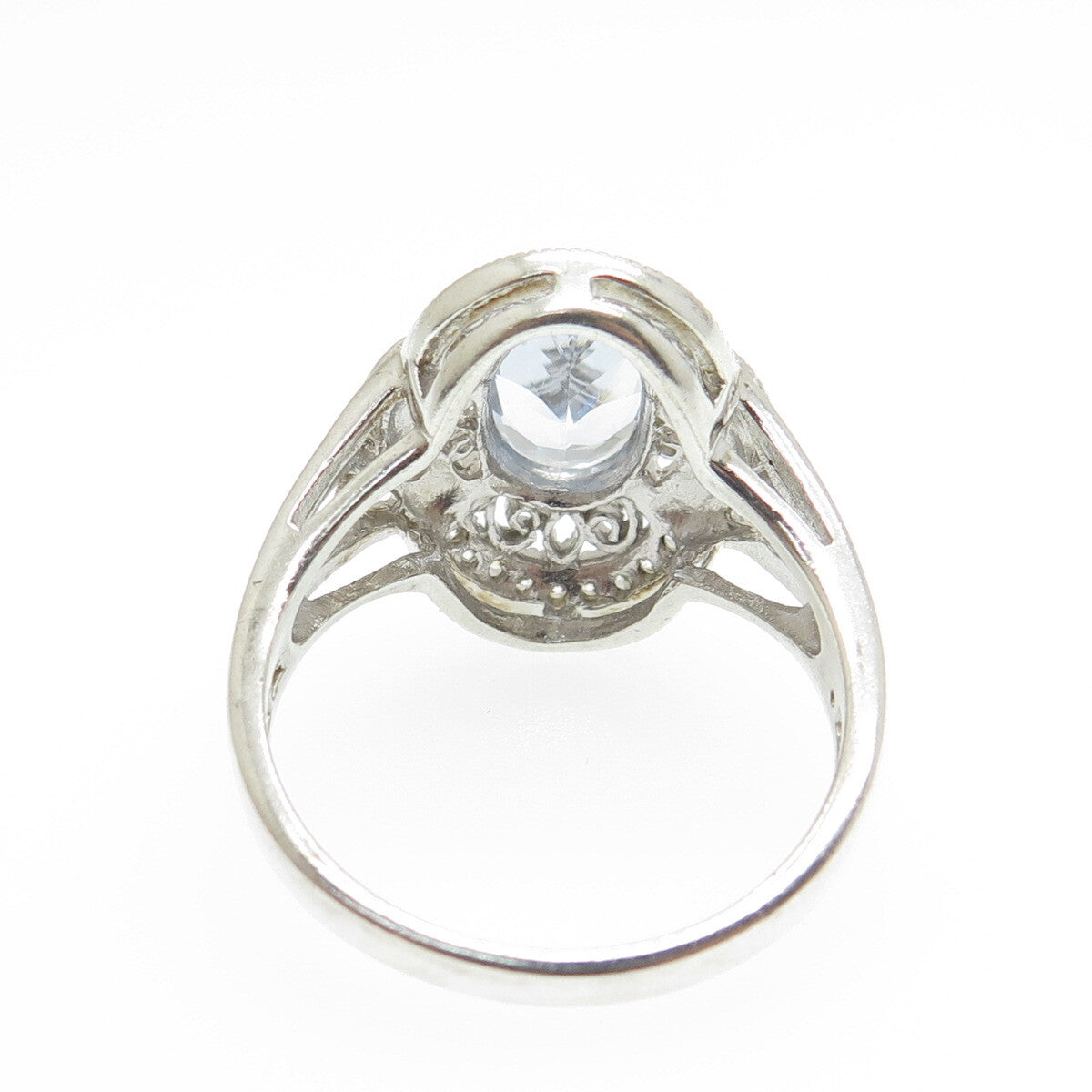 ESPO JOSEPH ESPOSITO 925 Sterling Silver Blue Topaz Gem & C Z Ring Size 10.25