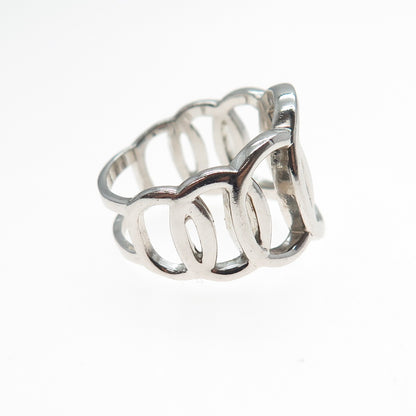 925 Sterling Silver Vintage Interlocked Circle Ring Size 7.25
