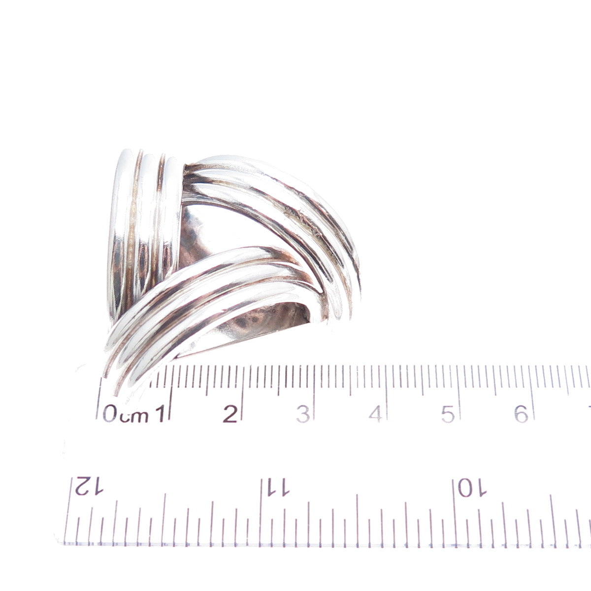 925 Sterling Silver Vintage Mexico Modernist Triangle Oxidized Pin Brooch