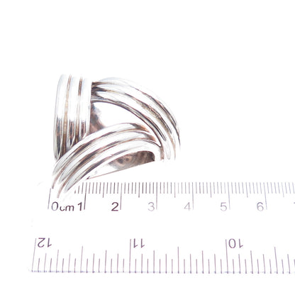 925 Sterling Silver Vintage Mexico Modernist Triangle Oxidized Pin Brooch