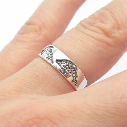 925 Sterling Silver Vintage Dolphin Adjustable Toe Ring Size 5