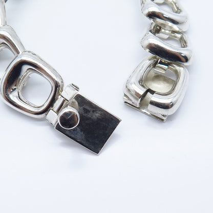 925 Sterling Silver Vintage Square Link Bracelet 7.25"