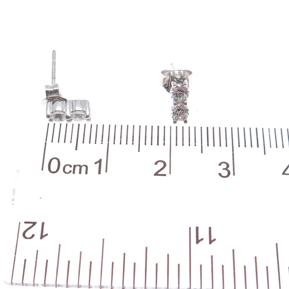 925 Sterling Silver Round-Cut C Z Stud Earrings