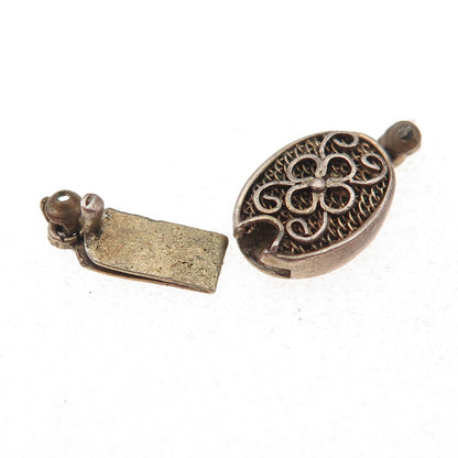 925 Sterling Gold Plated Vintage Bracelet / Necklace Floral Filigree Box Lock