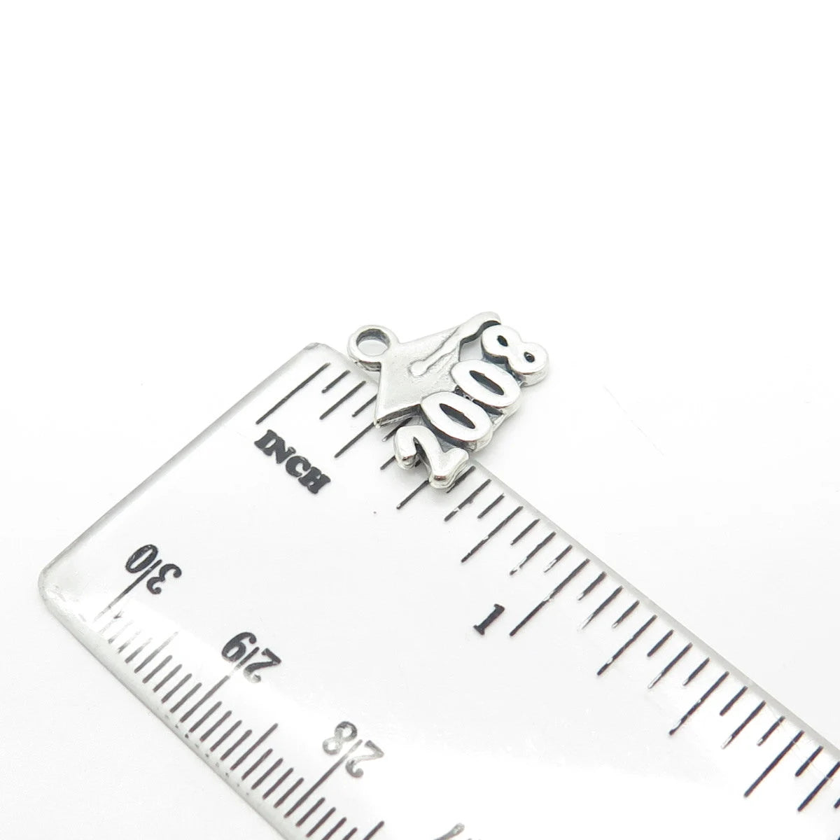 925 Sterling Silver Vintage "2008" Graduation Cap Charm Pendant