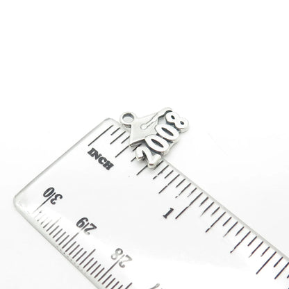 925 Sterling Silver Vintage "2008" Graduation Cap Charm Pendant