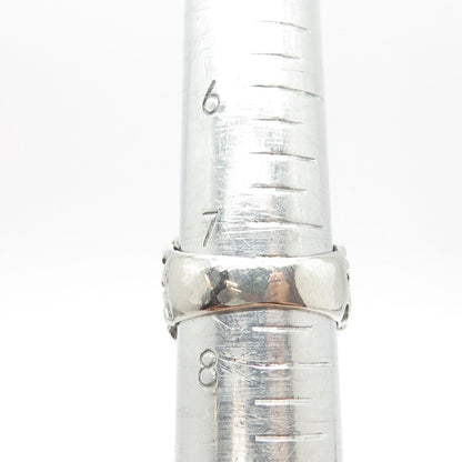 925 Sterling Silver Vintage Modernist Ring Size 7.75