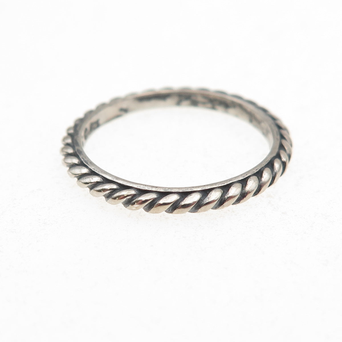 Shube 925 Sterling Silver Vintage Ribbed Stackable Band Ring Size 6.75