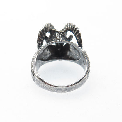 925 Sterling Silver Vintage Aries Zodiac Sign Oxidized Ring Size 11.5