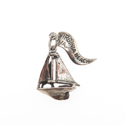 Pacific Jewelry 925 Sterling Vintage Sailboat Virginia Beach Mini Charm Pendant