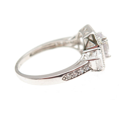 925 Sterling Silver Multi-Cut C Z Engagement Ring Size 8.25