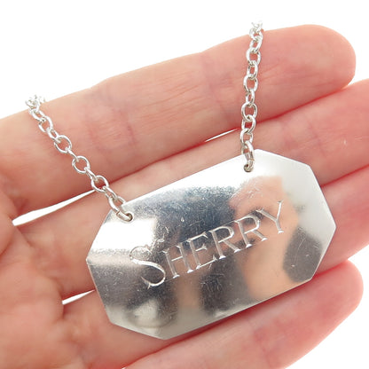 925 Sterling Silver Antique Art Deco Sherry Bottle Tag