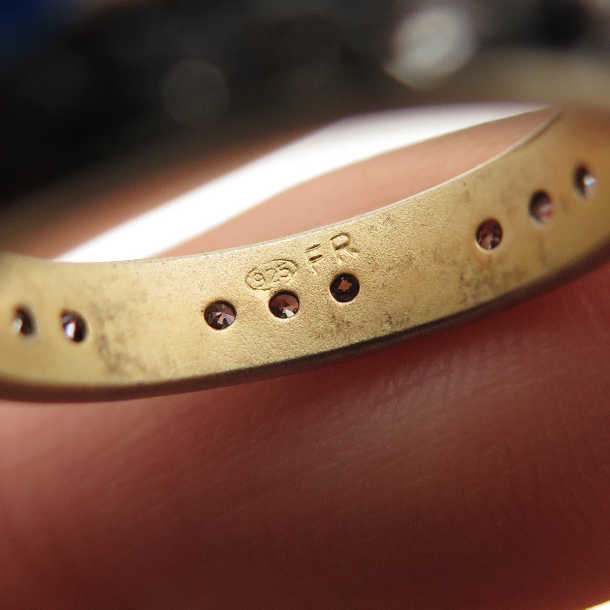 925 Sterling Silver Gold Plated Black Rhodium Round-Cut C Z Band Ring Size 6.25