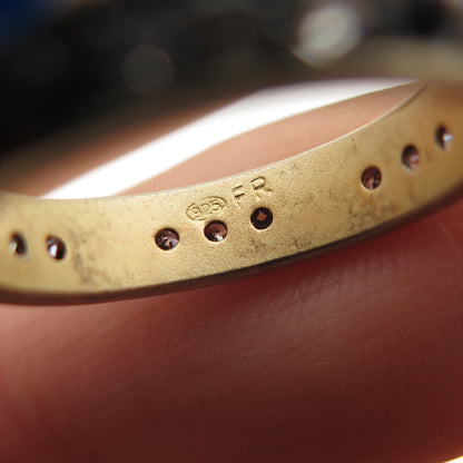 925 Sterling Silver Gold Plated Black Rhodium Round-Cut C Z Band Ring Size 6.25