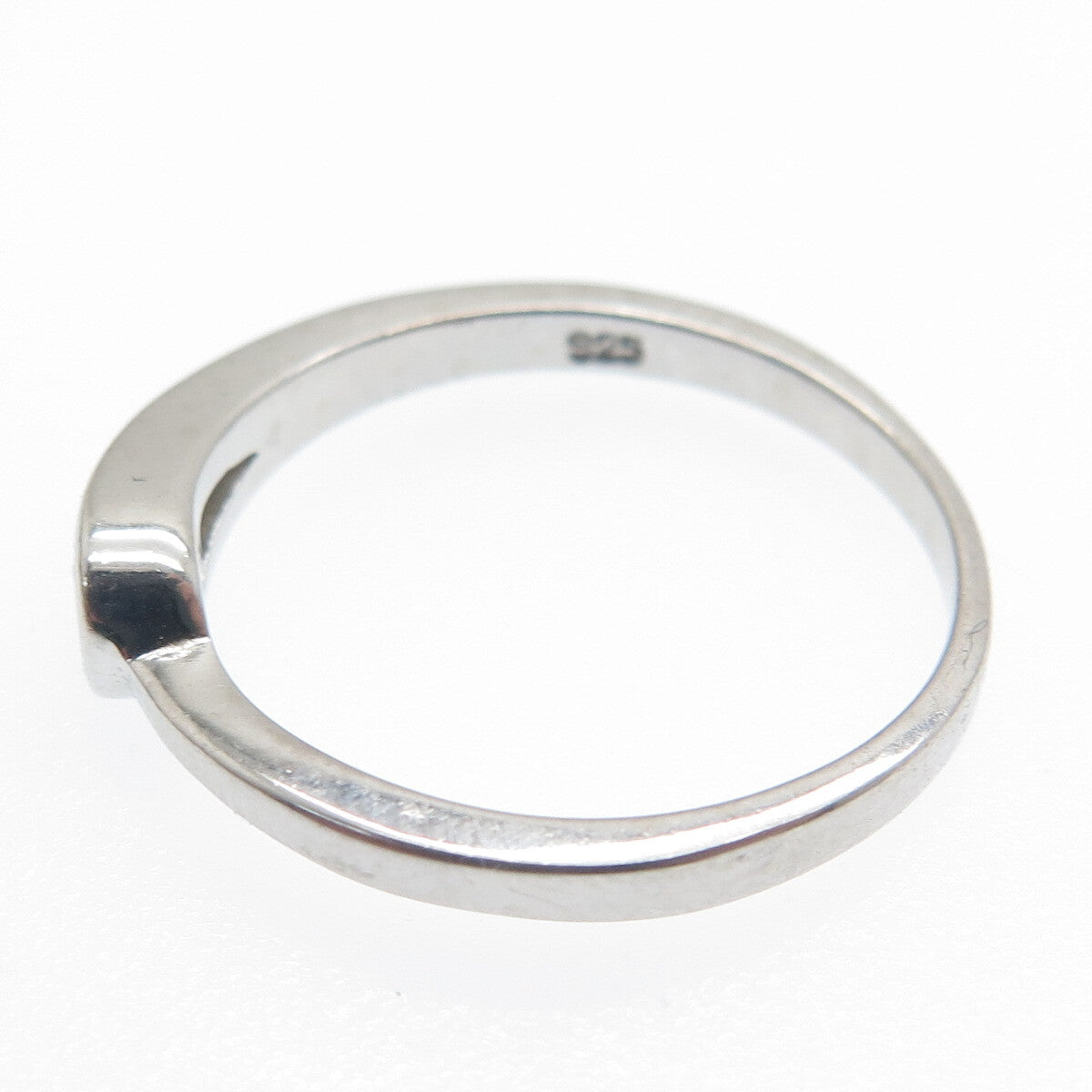 925 Sterling Silver Round-Cut C Z Hook & Eye Ring Size 6.75