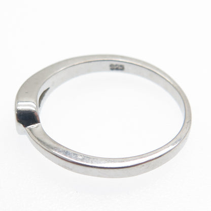 925 Sterling Silver Round-Cut C Z Hook & Eye Ring Size 6.75