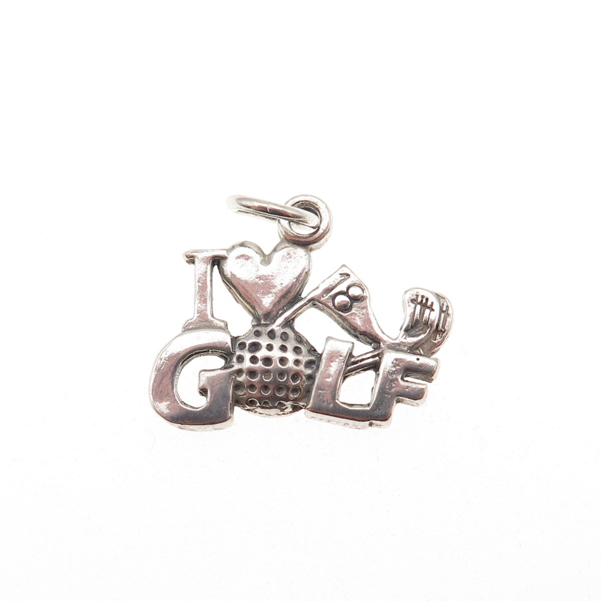 Sundancer 925 Sterling Silver Vintage I Love Golf Mini Charm Pendant