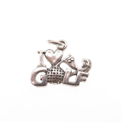 Sundancer 925 Sterling Silver Vintage I Love Golf Mini Charm Pendant