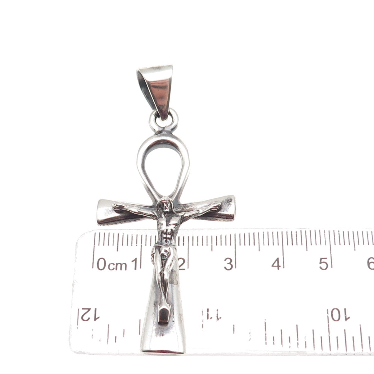 925 Sterling Silver Vintage Egyptian Ankh Crucifix Cross Charm Pendant