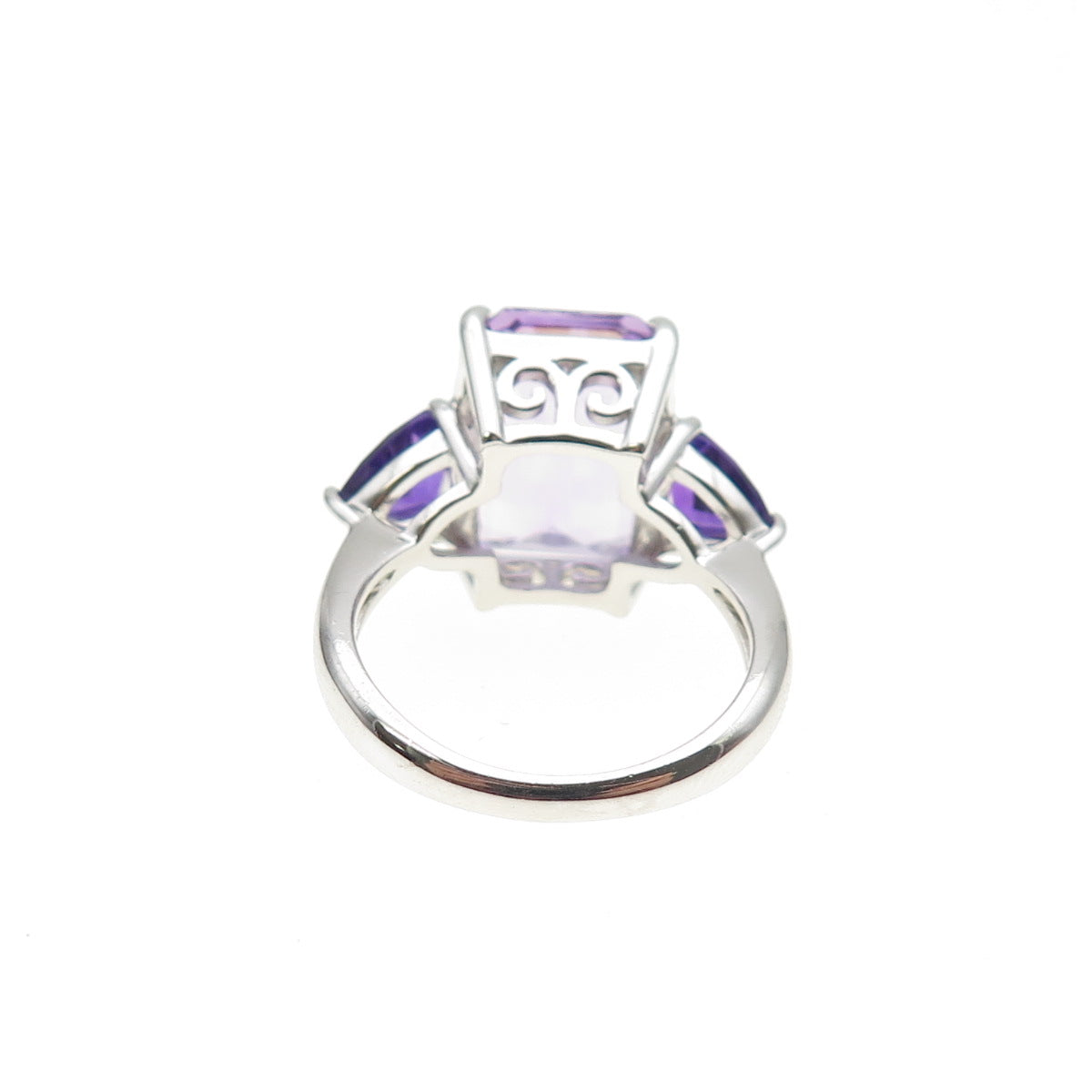 JCL Colleen Lopez 925 Sterling Real Emerald & Triangle-Cut Amethyst Ring Size 6