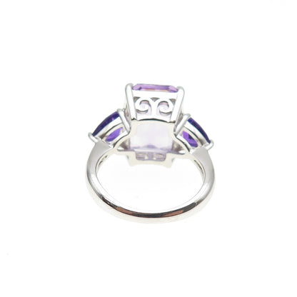 JCL Colleen Lopez 925 Sterling Real Emerald & Triangle-Cut Amethyst Ring Size 6