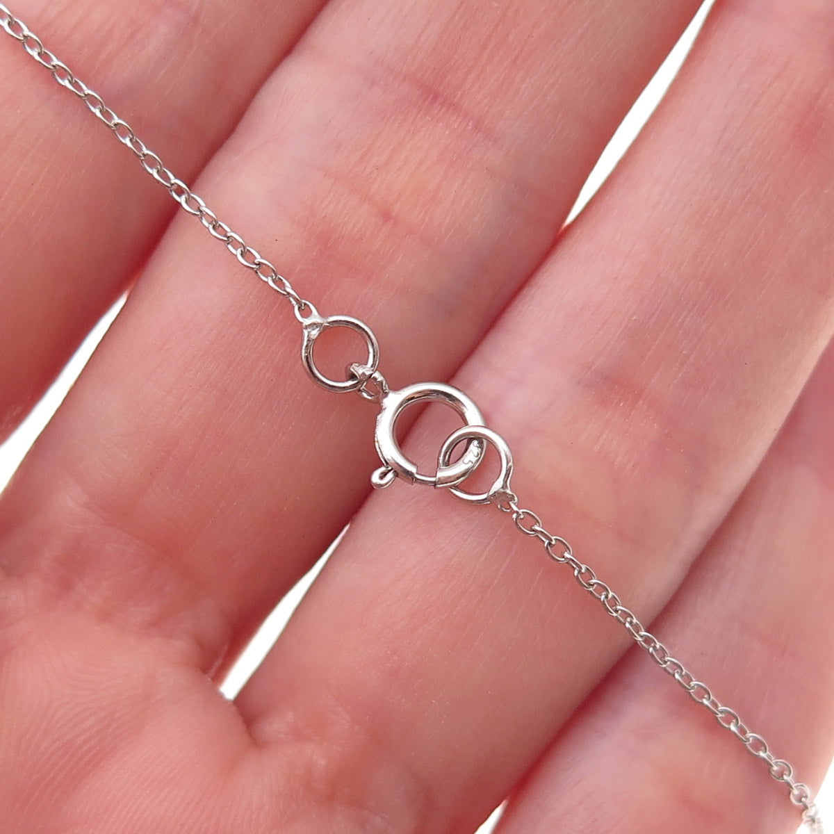 925 Sterling Silver Cushion-Cut Blue C Z Cable Chain Necklace 18"