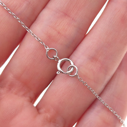 925 Sterling Silver Cushion-Cut Blue C Z Cable Chain Necklace 18"