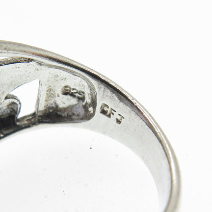 925 Sterling Silver Vintage Real Blue Lace Agate Gemstone Ring Size 8